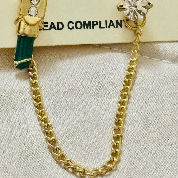 2/$15 Stud earrings  3 Sets w/Green & rhinestones, Champagne bottle - Picture 3 of 5